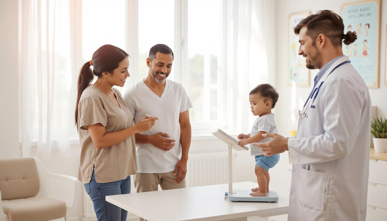 Pediatrician measuring a baby’s weight and height during a routine growth checkup.jpg